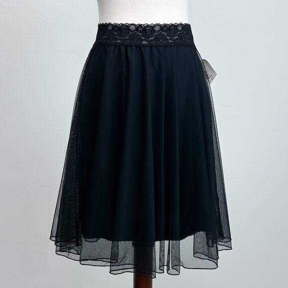 Vintage Nordstrom Main Stage Black Tulle Lace Trim Flowy Skirt NWT - Picture 1 of 8